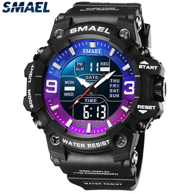 SMAEL skaitmeniniai vyriški laikrodžiai originalūs geriausio prekės ženklo sportiniai mados kasdieniai kariniai laikrodžiai, atsparūs vandeniui LED šviesa 8049