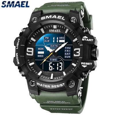 SMAEL skaitmeniniai vyriški laikrodžiai originalūs geriausio prekės ženklo sportiniai mados kasdieniai kariniai laikrodžiai, atsparūs vandeniui LED šviesa 8049