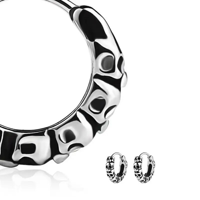 Gothic Full Skull Hoop Σκουλαρίκια Υποαλλεργικά σκουλαρίκια για άνδρες Γυναικεία Αξεσουάρ κοσμημάτων Hip Hop Rock Punk Halloween