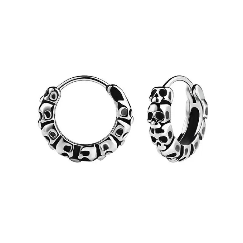 Gothic Full Skull Hoop Σκουλαρίκια Υποαλλεργικά σκουλαρίκια για άνδρες Γυναικεία Αξεσουάρ κοσμημάτων Hip Hop Rock Punk Halloween