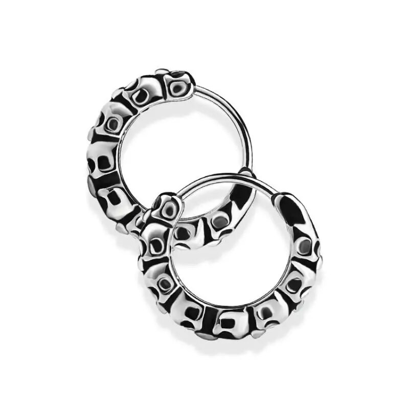 Gothic Full Skull Hoop Σκουλαρίκια Υποαλλεργικά σκουλαρίκια για άνδρες Γυναικεία Αξεσουάρ κοσμημάτων Hip Hop Rock Punk Halloween