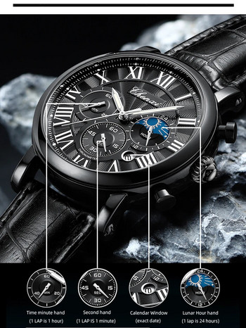 Часовници CHENXI Висококачествен луксозен мъжки кожен моден ежедневен кварцов ръчен часовник Светлинен водоустойчив часовник за мъже Подаръци