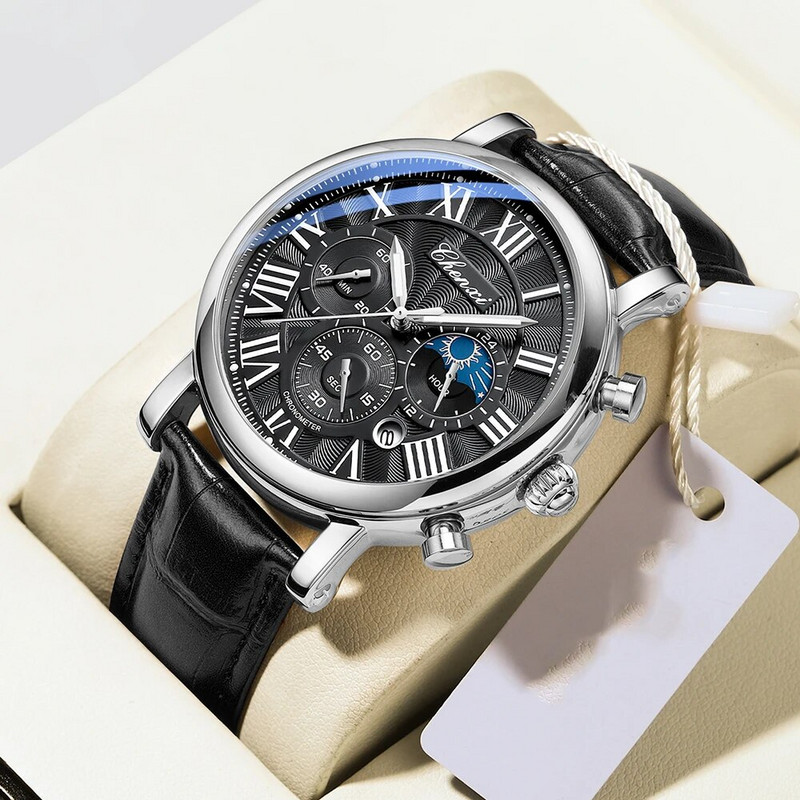 CHENXI käekellad Kvaliteetne luksuskell Meeste Nahast Mood vabaaja Kvartsist käekellad Helendav veekindel käekell Meestele Kingitused