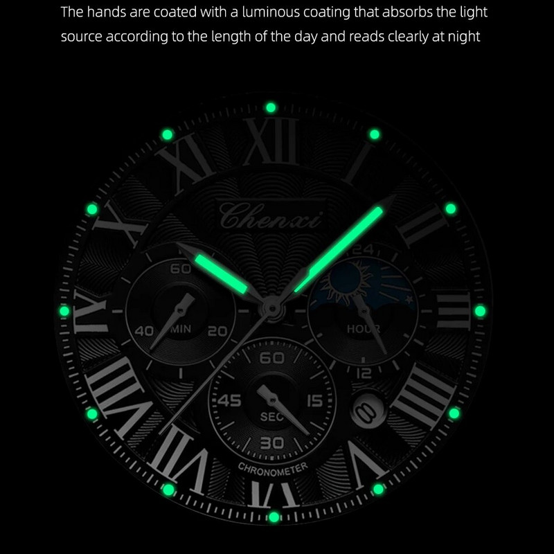 CHENXI käekellad Kvaliteetne luksuskell Meeste Nahast Mood vabaaja Kvartsist käekellad Helendav veekindel käekell Meestele Kingitused