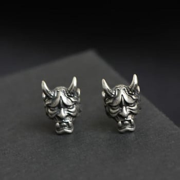 Ιαπωνικά Prajna Mask Skull Stud Σκουλαρίκια για άντρες και γυναίκες Γοτθικό πανκ στυλ, επιχρυσωμένα κοσμήματα διάβολου