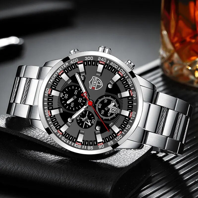 Mada Vyriški sportiniai laikrodžiai Vyriški verslo nerūdijančio plieno kvarciniai laikrodžiai Prabangus vyriškas laisvalaikio kalendorius Šviečiantis laikrodis Reloj Hombre
