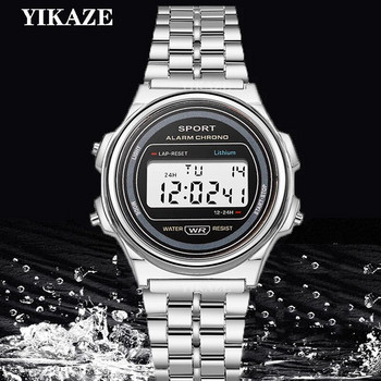 YIKAZE Ανδρικό ρολόι Classic F91 Ανδρικά ρολόγια από ανοξείδωτο ατσάλι LED Ψηφιακό αθλητικό ρολόι Επαγγελματικό ηλεκτρονικό ρολόι χειρός για άνδρες