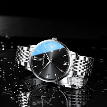 POEDAGAR Часовник с най-добра марка Мъжки бизнес часовник от неръждаема стомана Водоустойчиви светещи часовници Мъжки луксозен спортен кварцов ръчен часовник