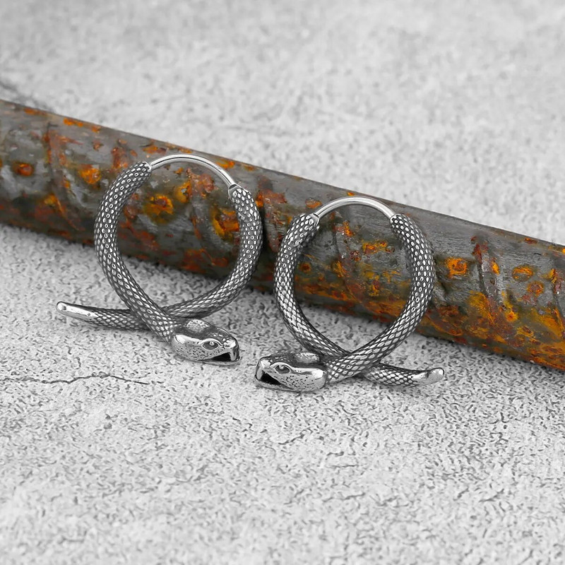 Vintage Street Snake Viking Animal Kõrvarõngad Põhjala Mehed Roostevabast Terasest Amulett Kõrvarõngad Teismeliste Mood Ehted Tasuta kohaletoimetamine
