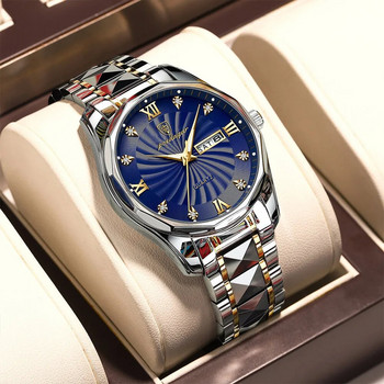 POEDAGAR Мъжки часовник Топ марка луксозен син циферблат Бизнес кварцов мъжки часовник Изцяло стоманен водоустойчив светеща дата Мъжки ръчен часовник