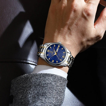 Ανδρικό ρολόι POEDAGAR Κορυφαία επωνυμία Luxury Blue Dial Business Ανδρικά ρολόγια Quartz Full Steel Αδιάβροχο Luminous Date Ανδρικό ρολόι χειρός