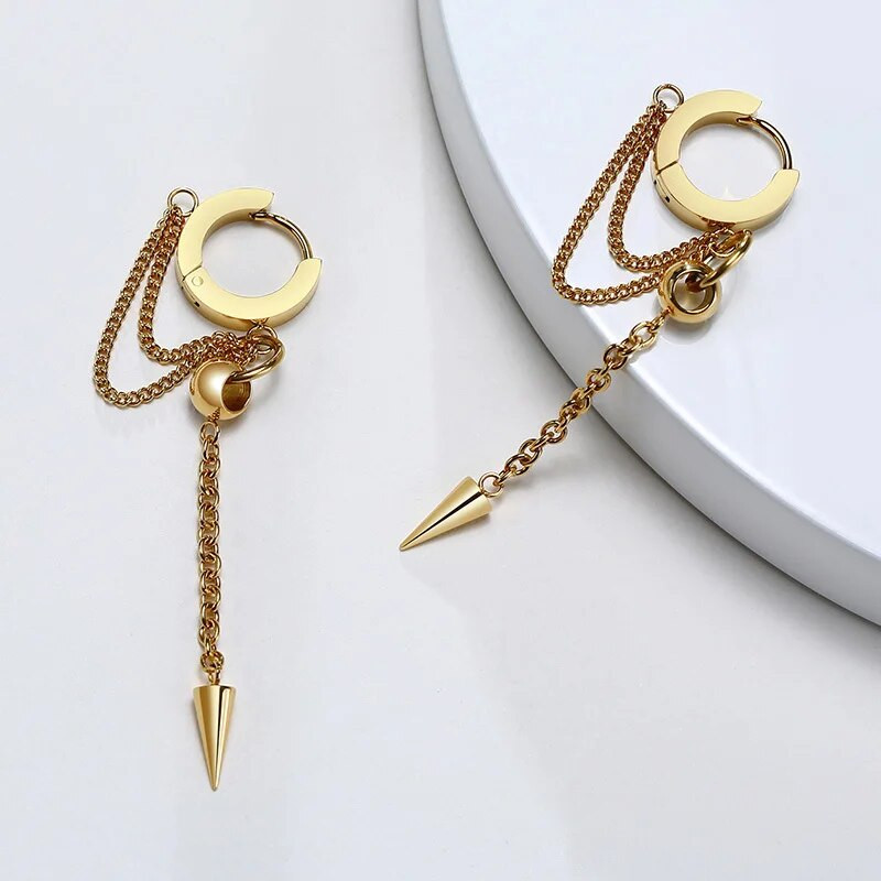 Vnox Punk rippuvad kõrvarõngad naistele, meestele, roostevabast terasest rõngas koonusekujulise tilgaga, allergiavastased rock-hiphop kõrvaehted