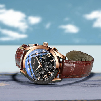 Кожени мъжки часовници POEDAGAR Нов моден ежедневен водоустойчив светещ кварцов часовник с дата Спортен часовник Relogio Masculino Подарък