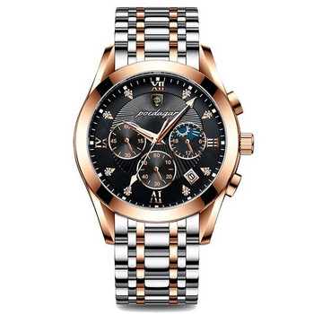 POEDAGAR Мъжки часовници от неръждаема стомана Топ Луксозни модни бизнес ръчни часовници Водоустойчиви светещи кварцови часовници Relogio Masculino