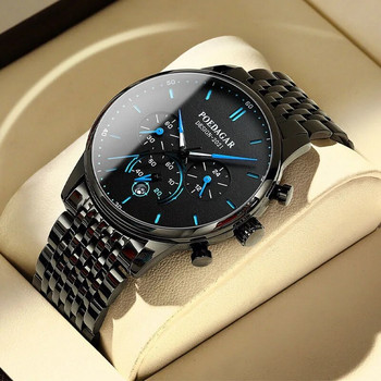 Ultra Thin Mesh Belt Мъжки часовници Poedagar Спортен хронограф Водоустойчив светещ часовник за мъже Топ луксозен кварцов ръчен часовник