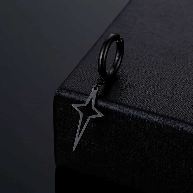 Moodne roostevabast terasest geomeetriline kolmnurkne kõrvaklamber rippuvad kõrvarõngad neljaharulised tärniga kõrvarõngad kunstlikud ehted