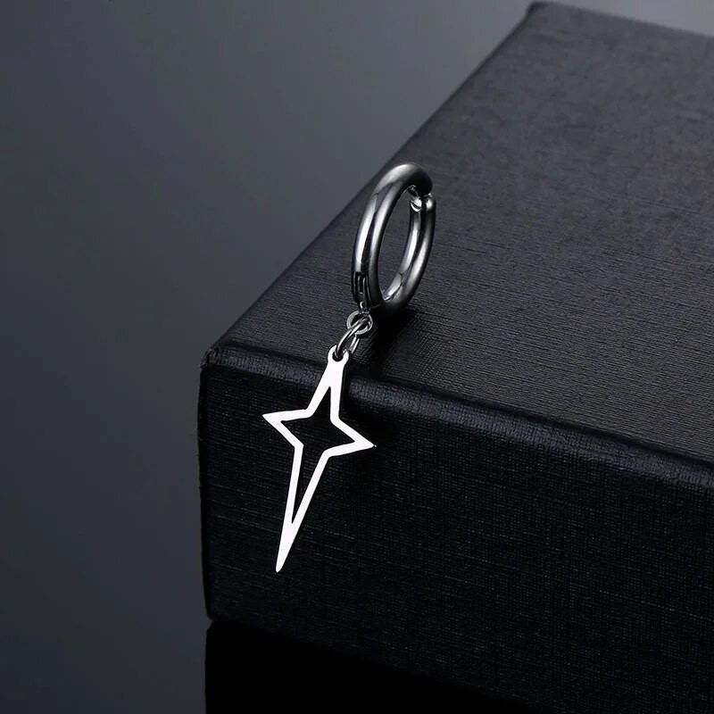 Moodne roostevabast terasest geomeetriline kolmnurkne kõrvaklamber rippuvad kõrvarõngad neljaharulised tärniga kõrvarõngad kunstlikud ehted