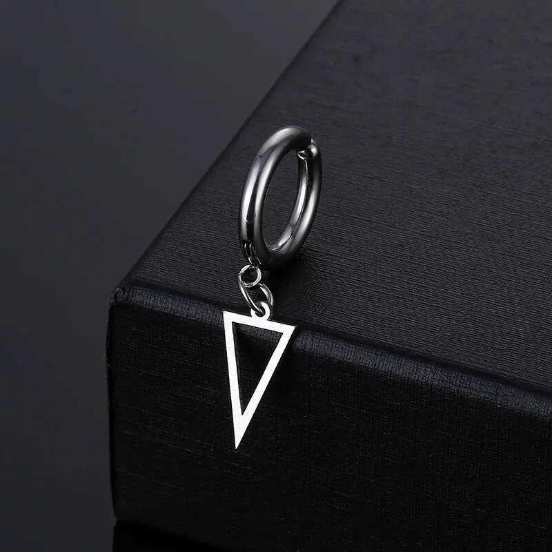 Moodne roostevabast terasest geomeetriline kolmnurkne kõrvaklamber rippuvad kõrvarõngad neljaharulised tärniga kõrvarõngad kunstlikud ehted