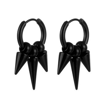 Charms σκουλαρίκια κρίκοι για άνδρες Γυναικεία με μυτερό κώνο κουνιέται μαύρο ασημί Punk Rock Gothic Kpop 316L Σκουλαρίκι από ανοξείδωτο ατσάλι
