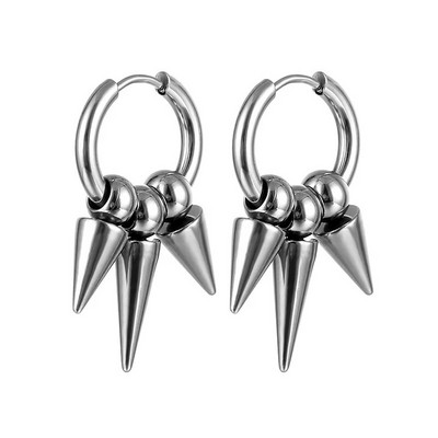 Charms Hoop kõrvarõngad meestele Naiste terava koonusega rippuv must hõbedane punk rock gooti Kpop 316L roostevabast terasest kõrvarõngas