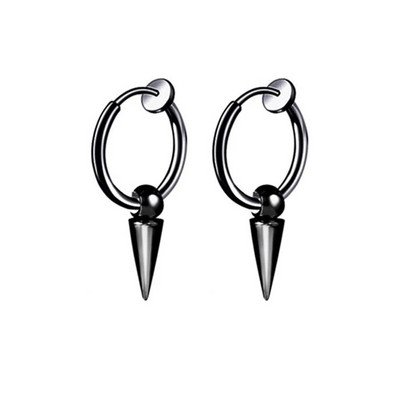 Charms Hoop kõrvarõngad meestele Naiste terava koonusega rippuv must hõbedane punk rock gooti Kpop 316L roostevabast terasest kõrvarõngas