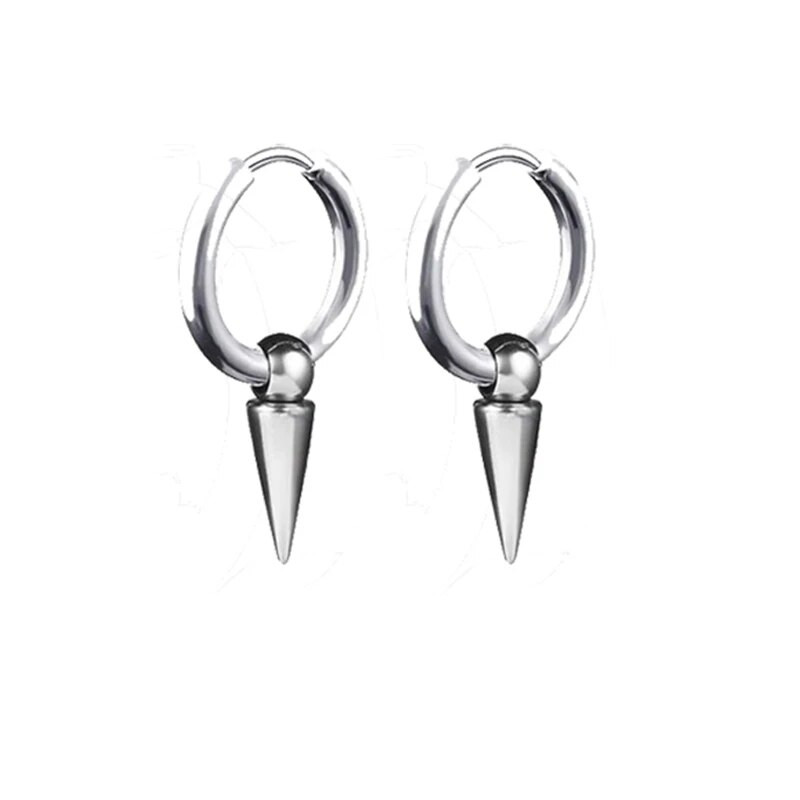 Charms Hoop kõrvarõngad meestele Naiste terava koonusega rippuv must hõbedane punk rock gooti Kpop 316L roostevabast terasest kõrvarõngas