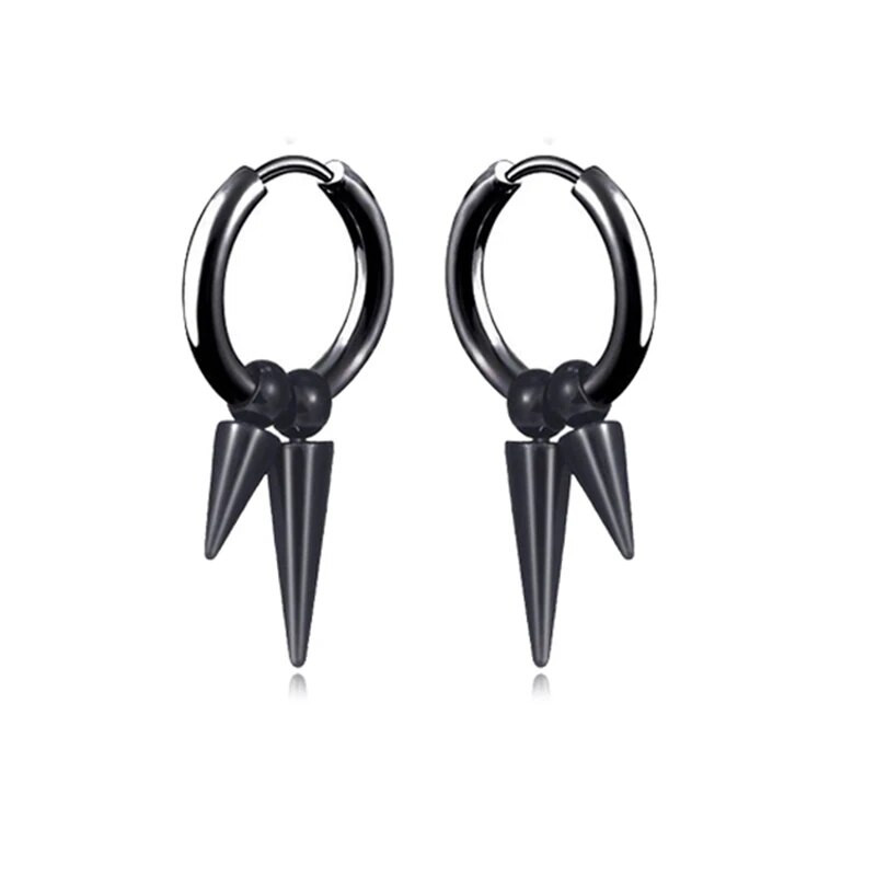 Charms Hoop kõrvarõngad meestele Naiste terava koonusega rippuv must hõbedane punk rock gooti Kpop 316L roostevabast terasest kõrvarõngas