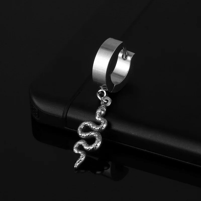 Σκουλαρίκια φιδιού από ανοξείδωτο ατσάλι Cool Design για Γυναικεία Ανδρικά Σκουλαρίκια Huggie Κοσμήματα Κρεμαστό αυτί