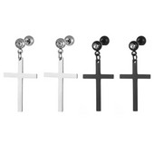 Cross Dangle σκουλαρίκια από ανοξείδωτο ατσάλι Piercing CZ Stud για άνδρες Γυναικεία Ασημένιο σκουλαρίκι σε μαύρο τόνο
