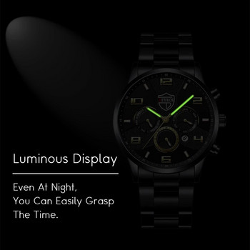 Ανδρικά ρολόγια μόδας από ανοξείδωτο ατσάλι αναλογικό ρολόι χαλαζία 2023 Ανδρικό πολυτελές επαγγελματικό ημερολόγιο Σετ βραχιόλι με ρολόι φωτεινό