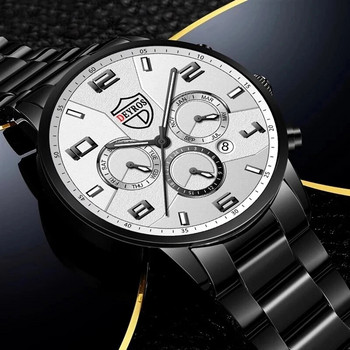 Модни мъжки часовници Аналогов кварцов часовник от неръждаема стомана 2023 Мъжки луксозен бизнес календар Дата Светещ часовник Комплект гривни