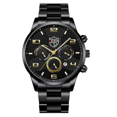 Moodsad meeste käekellad roostevabast terasest analoog-kvartskell 2023 meeste luksuslik ärikalender, kuupäev, helendav kella käevõru komplekt