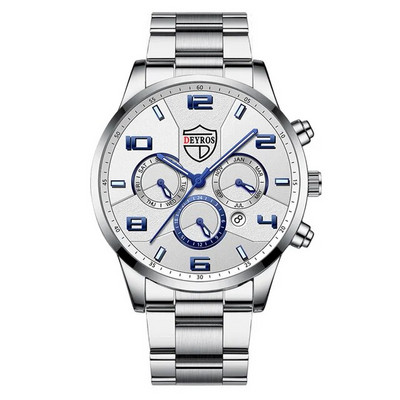 Moodsad meeste käekellad roostevabast terasest analoog-kvartskell 2023 meeste luksuslik ärikalender, kuupäev, helendav kella käevõru komplekt