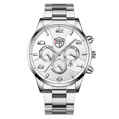 Moodsad meeste käekellad roostevabast terasest analoog-kvartskell 2023 meeste luksuslik ärikalender, kuupäev, helendav kella käevõru komplekt