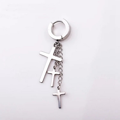 1 gab. Nerūsējošā tērauda Punk Cross Stud Stud Auskari ar Ķēdi un Rhinestone Vīriešiem Forši sieviešu Hip Hop Pirecing Auskari Rotaslietas