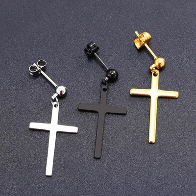 Rinhoo 1 Pcs Punk Black Stainless Steel Stud Earrings For Men Women Gothic Street Pop Hip Hop Earring Multiple Jewelry