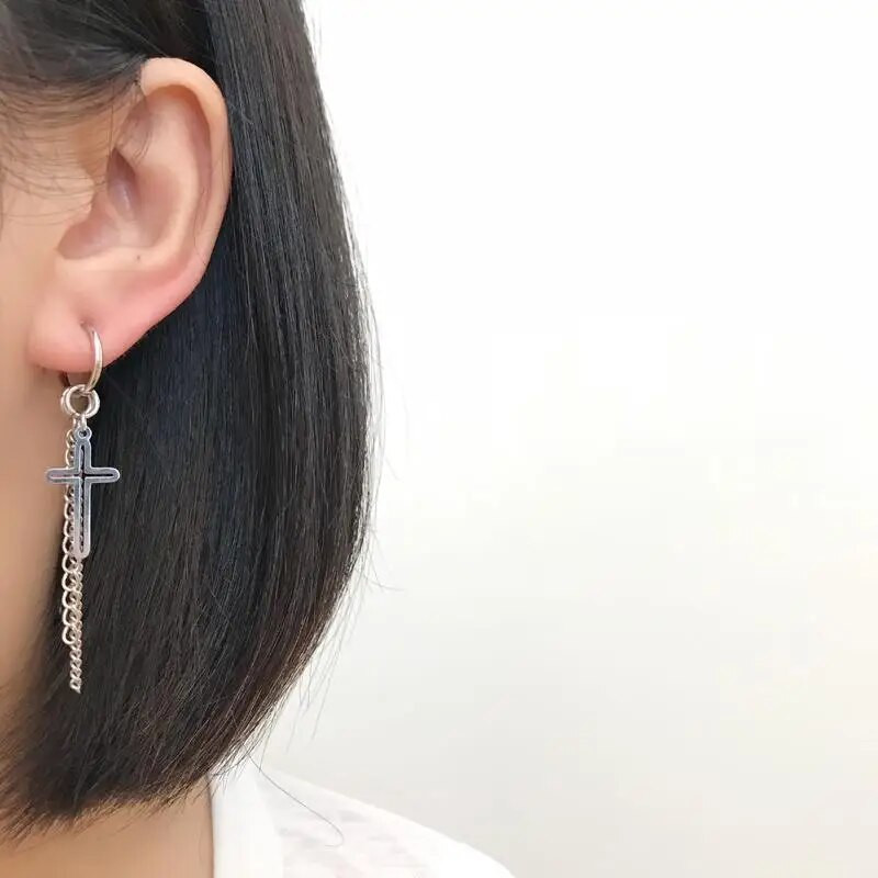 Rinhoo 1 gab Punk melni nerūsējošā tērauda auskari vīriešiem sievietēm gotikas ielas pop hip hop auskari vairākas rotaslietas