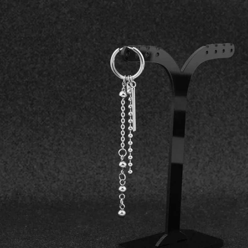 Rinhoo 1 vnt Ilgi auskarai su kutais moterims Vyriški nerūdijančio plieno geometrinių karoliukų grandinėlė Minimalistiniai pankų hiphopo auskarai papuošalai