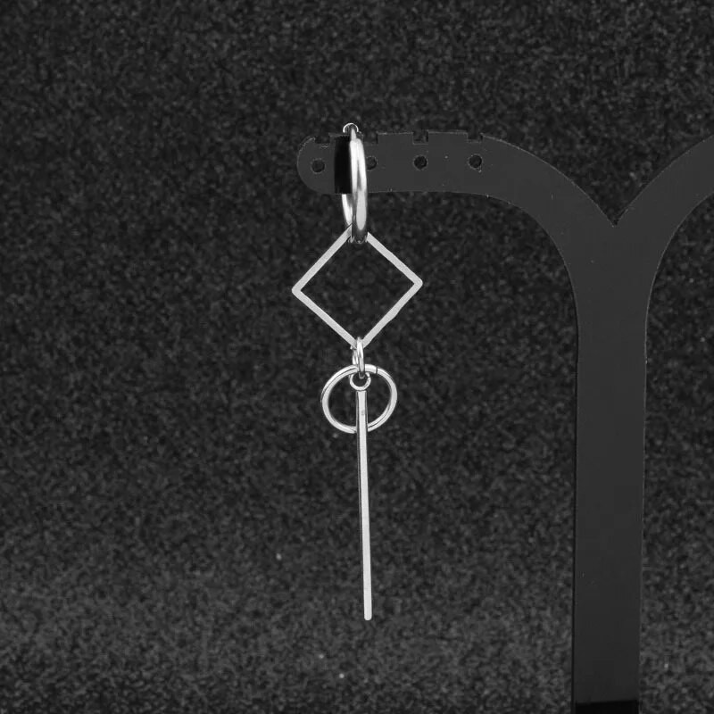 Rinhoo 1 vnt Ilgi auskarai su kutais moterims Vyriški nerūdijančio plieno geometrinių karoliukų grandinėlė Minimalistiniai pankų hiphopo auskarai papuošalai