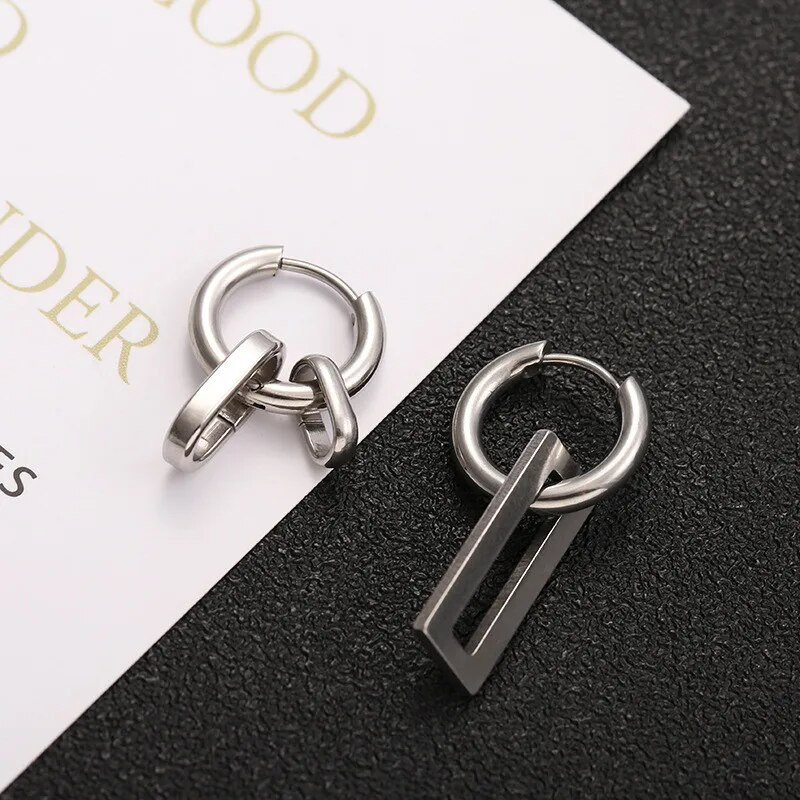 Rinhoo 1 τεμ. Γεωμετρικά Unisex Punk Rock σκουλαρίκια για άντρες Γυναικεία σκουλαρίκια από ανοξείδωτο ατσάλι Σκουλαρίκια με καρφιά αυτιού Push-Back Κοσμήματα δώρο