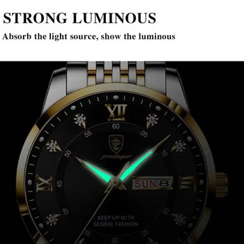Ανδρικό ρολόι POEDAGAR Fashion Δερμάτινα ρολόγια υψηλής ποιότητας αδιάβροχα, φωτεινά Week Date Κορυφαία μάρκα Luxury Quartz Man Wristwatch
