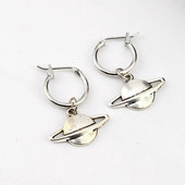 Paprasti retro planetos lanko auskarai Sidabriniai Visatos nuleidžiami auskarai moterims papuošalų pareiškimas