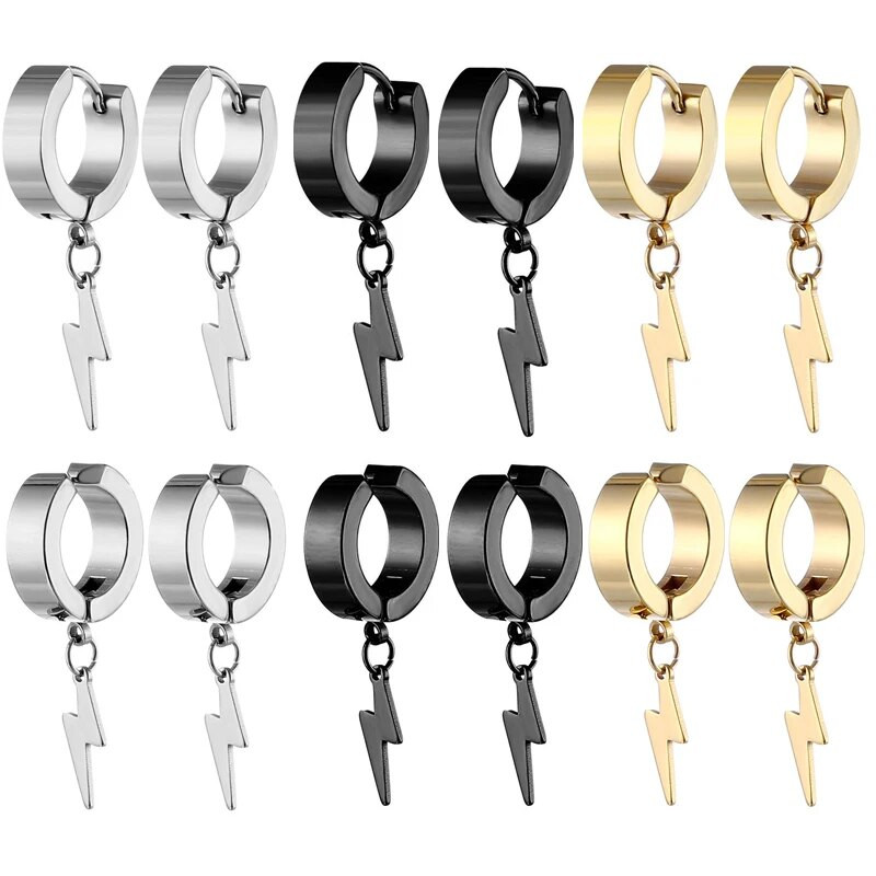 Nauji paprasti žaibo nerūdijančio plieno maži auskarai moterims, vyriški auskarų vėrimas, papuošalai Pendientes Mujer