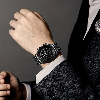 Ανδρικά ρολόγια χαλαζία Πολυτελή Μαύρα Cool Casual Relojes Επαγγελματικό ρολόι χειρός από ανοξείδωτο ατσάλι Ανδρικό ρολόι Masculino Relogio