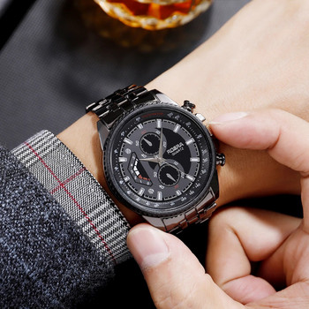 Мъжки кварцови часовници Луксозни черни Cool Casual Relojes Бизнес ръчен часовник от неръждаема стомана Мъжки часовник Masculino Relogio