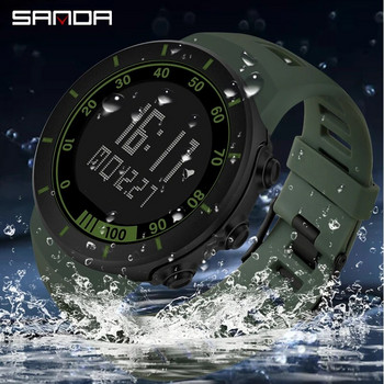 SANDA Top Brand Ανδρικά Φωτεινή Ψηφιακή Οθόνη Στρατιωτικά Ρολόγια Αθλητικός Χρονογράφος 50M Αδιάβροχο Ηλεκτρονικό ρολόι μόδας 9001