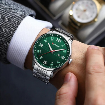 CURREN Спортен мъжки часовник Топ марка Луксозен зелен военен бизнес Водоустойчив мъжки часовник Кварцов мъжки часовник от неръждаема стомана 8411