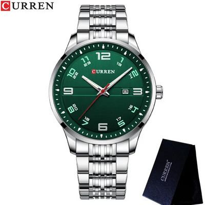 „CURREN Sport“ vyriškas laikrodis Aukščiausios klasės prabangus žalias karinis verslo vandeniui atsparus vyriškas laikrodis iš nerūdijančio plieno kvarcinis vyriškas rankinis laikrodis 8411