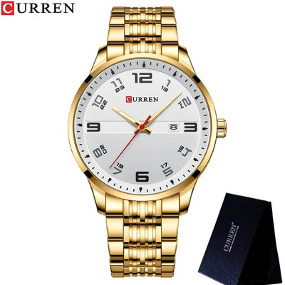 „CURREN Sport“ vyriškas laikrodis Aukščiausios klasės prabangus žalias karinis verslo vandeniui atsparus vyriškas laikrodis iš nerūdijančio plieno kvarcinis vyriškas rankinis laikrodis 8411