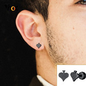 Vnox Punk Heart Spades Stud kõrvarõngad meestele, naised, allergiavastased roostevabast terasest väikesed kõrvaehted, vanaaegne poiste aksessuaar tüdrukutele